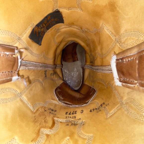 Tony Lama Men’s Tan Brown Leather Vintage Style Western Cowboy Boots Size 6.5D - Picture 7 of 11